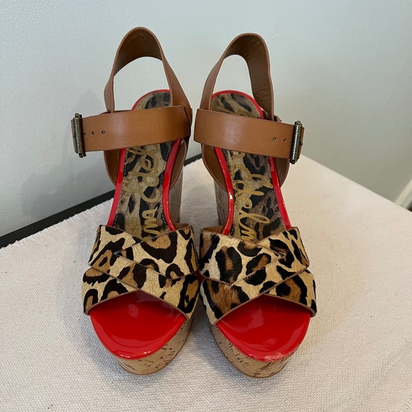 Women's "Sam Edelman" Leather/Hair Calf Wedges, Size 8.5 - Picture 2 of 4